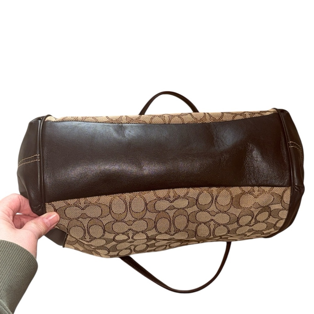 Coach Brown Signature Canvas & Dark Brown Leather Shoulder Bag - Picture 10 of 16